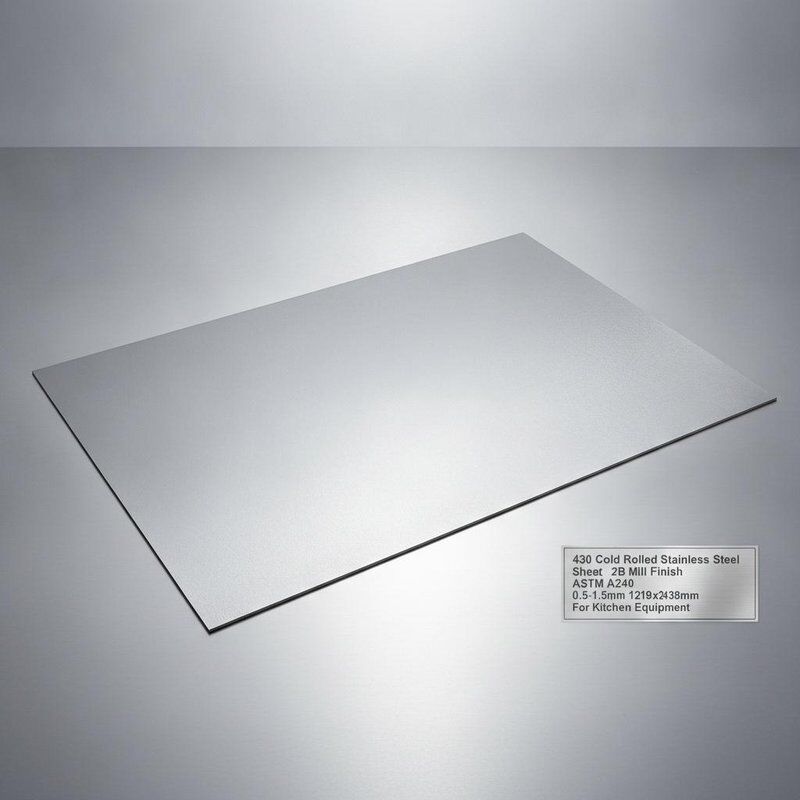 Mutfak Ekipmanları için 2B Değirmen Kaplamalı 0,5-1,5 mm Kalınlık ve 1219x2438 mm Boyutlu 430 Paslanmaz Çelik Sac